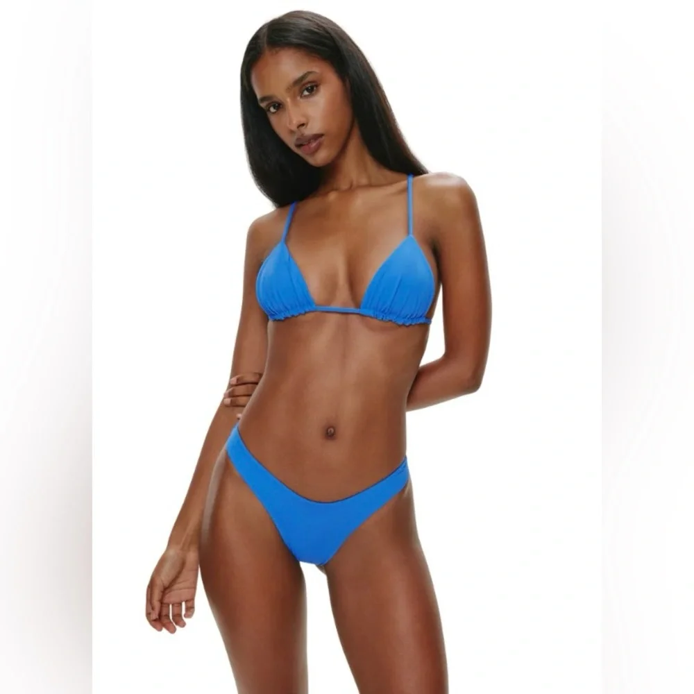 Frankie’s Lumia Navy Blue Braided Triangle Bikini Top Bathing Suit – Size M